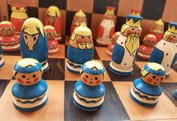 Fairy Kingdom Russian wooden kids chess vintage
