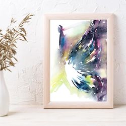 Yellow Butterfly Wings Fly Watercolor. Abstract Wall Art digital download poster. DIY Print Room Decor