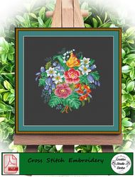 scheme for embroidery flowers - Vintage Cross Stitch Scheme Bouquet of flowers