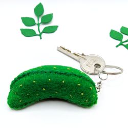 Food keychain cucumber, funny gift best friend, personalized keychain