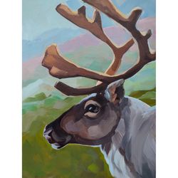Deer Original painting on canvas Christmas Wall Decor