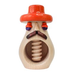 Montessori wooden toy, Wooden mushroom with screw  in a mexican hat, Natural learning toy for Toddlers, Waldorf toys