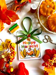 Cross Stitch Pattern "happy Harvest" Thanksgiving Day Ornament undefined Fall Cross Stitch Chart Instant Download Pdf