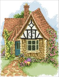 Digital | Vintage Cross Stitch Pattern House Village | ENGLISH PDF TEMPLATE