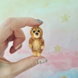 Mini Micro Teddy Bear. Pet For Blythe. Collectible Toy. Crochet Miniature. Dollhouse Miniature Teddy Bear.