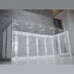 42" High clear rabbit house, dog crate furniture, custom pet dog playpen, dog house indoor, wood dog kennel, puppy pen
