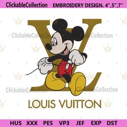 LV Happy Mouse Embroidery Design LV Logo Embroidery Design