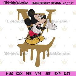 Mickey Speak LV Dripping Logo Basic Embroidery Design File