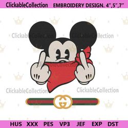 Mickey Middle Finger Gucci Logo Embroidery File