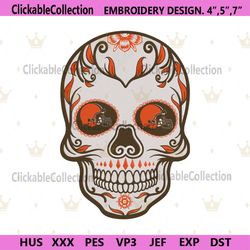 Sugar Skull Cleveland Browns NFL Embroidery Design Download