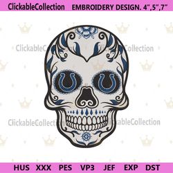 Sugar Skull Indianapolis Colts NFL Embroidery Design Download