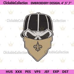New Orleans Saints Skull Bandana NFL Embroidery Design Download