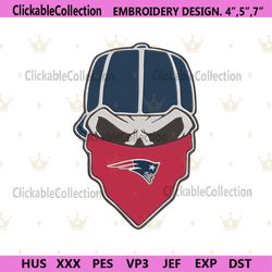 New England Patriots Skull Bandana NFL Embroidery Design Download