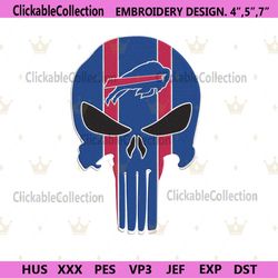 Buffalo Bills NFL Skull Logo Team Embroidery Design Files