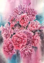 Watercolor painting Bright roses