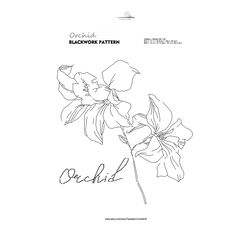 BLACKWORK pattern - Orchid - Cross Stitch Pattern - Embroidery Sampler - Carpet Cross Stitch - Instant Download PDF