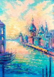 Italy Painting Cityscape Oil Painting Original Art of Italy 11-8 inches