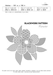 BLACKWORK pattern - Flower - Cross Stitch Pattern - Embroidery Sampler - Carpet Cross Stitch - Instant Download PDF
