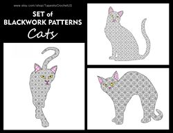 Set of Blackwork patterns - Cats- Cross Stitch Pattern - Embroidery Sampler - Carpet Cross Stitch - Instant Download PDF