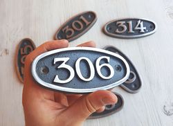 Number plaque 306 apartment metal door number plate