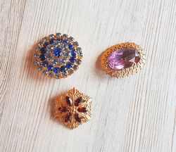 Soviet vintage brooches - retro womens brooch jewelry pin USSR