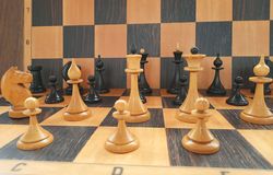 Soviet wooden chess pieces 1960s, old chessmen set USSR