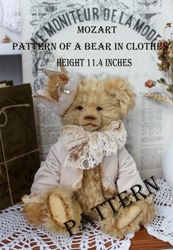 PATTERN OF MOZART'S BEAR  PDF Collectible Teddy Bear artist teddy bear teddy bear stuffed toy teddy bears Vintage teddy