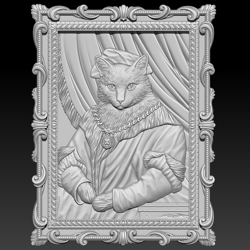 3D Model STL file Bas-relief Portrait of an Aristocrat Catt for CNC Router