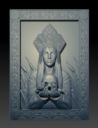 3D Model STL file Bas-relief Goddess of death Morena for CNC Router