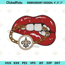 New Orleans Saints Inspired Lips Embroidery Design Download