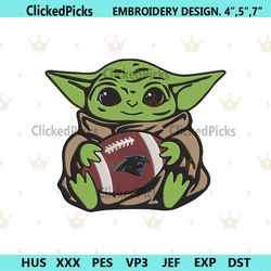 Carolina Panthers Baby Yoda Football Embroidery Design File