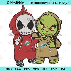 Miami Dolphins Jack And Grinch Embroidery Design File Download