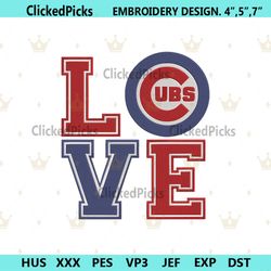 Love Chicago Cubs Baseball Logo Machine Embroidery Design