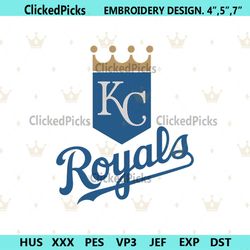 Kansas City Royals Logo Embroidery Files, Kansas City Royals Machine Embroidery