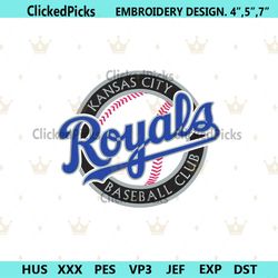 Kansas Royals Baseball Club Logo Embroidery File, Royals Baseball Machine Embroidery Download