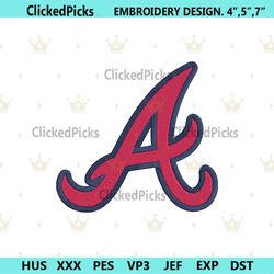 Atlanta Braves Letter A Logo Baseball Team Machine Embroidery File