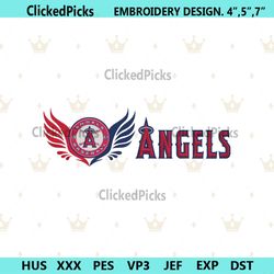 Angels Baseball Embroidery Design, Los Angels Machine Embroidery Instant File