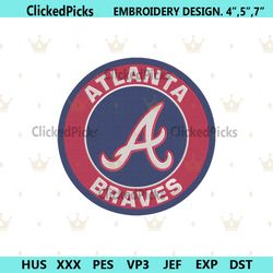 Atlanta Braves Baseball embroidery file, Braves MLB Logo Embroidery Design Download File