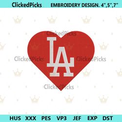 LA Heart Logo Embroidery Download, MLB Logo Embroidery Design