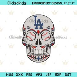 LA Skull Logo Embroidery Design, Los Angeles Logo Skull Embroidery