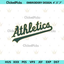 Athlestics Wordmark Logo Embroidery Design, Athletics MLB Embroidery Logo