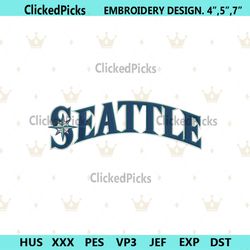 Seattle Wordmark Logo Embroidery Design, Seattle MLB Embroidery File