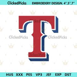 Texas Rangers T Letter Logo Machine Embroidery Design