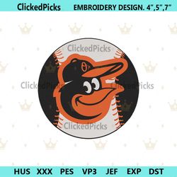 Baltimore Oriles Bird Head baseball Logo Embroidery Design Download File