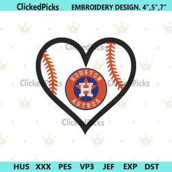 Houston Astros Heart Logo Embroidery Instant Files, Houston Astros MLB Embroidery