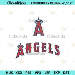 Angels Baseball Logo Machine Embroidery, MLB Embroidery Design File