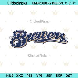 Brewers Wordmark Logo Embroidery Download, Brewers MLB Embroidery File