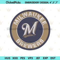 Milwaukee Brewers MLB Logo Embroidery Digital, Milwaukee Brewers Machine Embroidery File