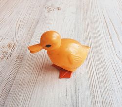 Small duck toy vintage -  Soviet celluloid orange little duck doll