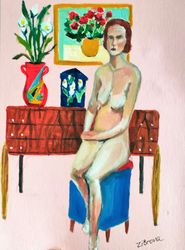 Naked Woman Original Oil Painting Nude Figure Painting Small Artwork Modern Still Life Art Deco Painting Nude Art 12x8